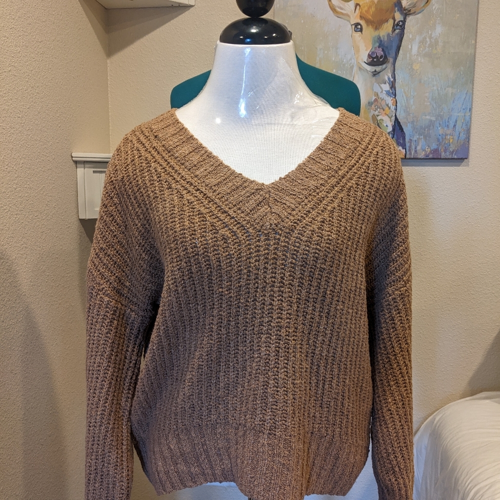 So Brown Cable Knit Sweater #44